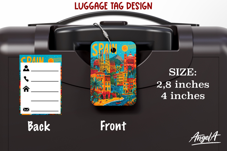 Luggage tag Sublimation Groovy Colorful Bag Label Spain PNG