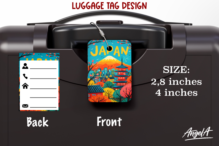 Luggage tag Sublimation Groovy Summer Japan Travel Label
