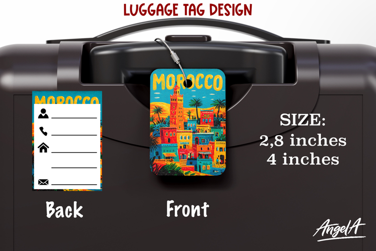 Luggage tag Sublimation Groovy Summer Morocco Travel Label