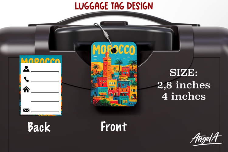 Luggage tag Sublimation Groovy Summer Morocco Travel Label
