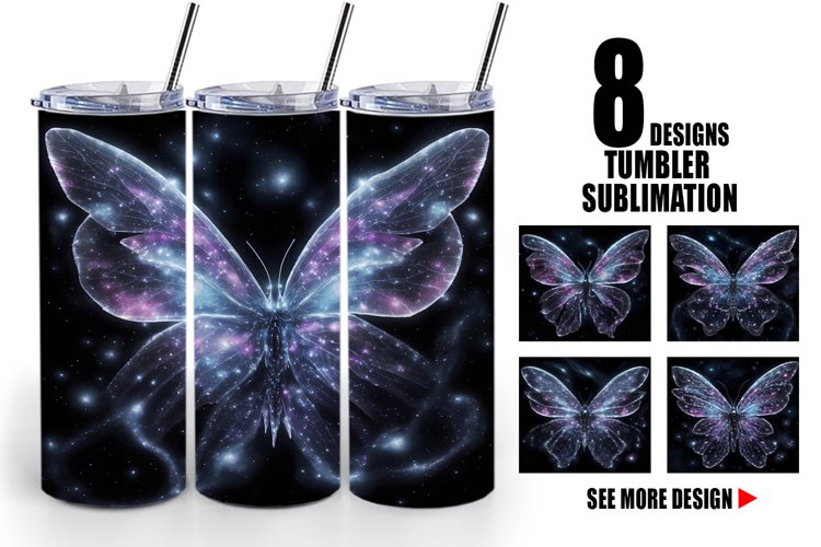 Luminous Butterfly | Tumbler Sublimation Wrap