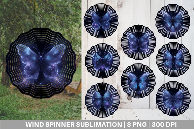 Luminous Butterfly in space Wind Spinner | Sublimation