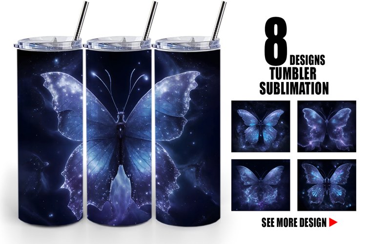 Luminous Butterfly in space | Tumbler Sublimation Wrap