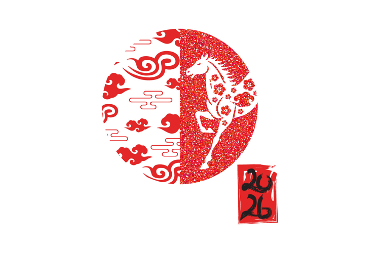 Lunar new year horse chinese zodiac and spring festival illu