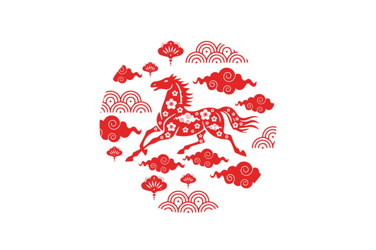 Lunar new year horse chinese zodiac sign red color vector
