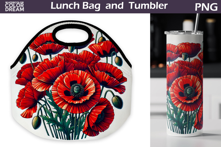 Wildflowers Lunch Bag | Poppy Tumbler Wrap