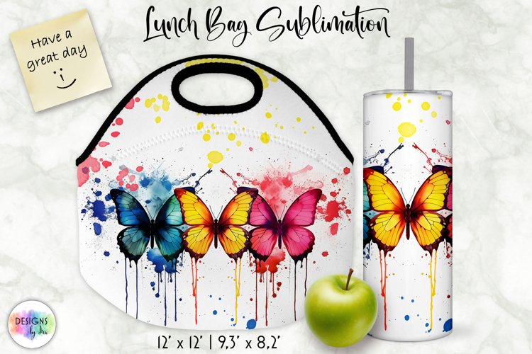Butterfly Lunch Bag Sublimation | Watercolour Butterfly PNG
