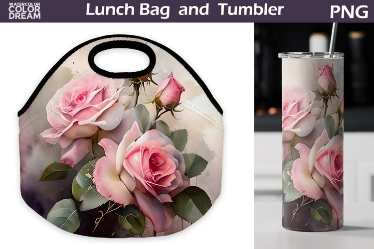 3D Flowers Lunch Bag Sublimation | Roses Skinny Tumbler