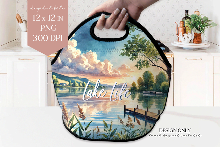 Lake Life Lunch Bag PNG Sublimation Design