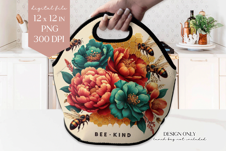 Bee Kind Lunch Bag PNG Sublimation Design