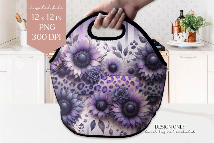 Purple Sunflower Lunch Bag PNG Sublimation