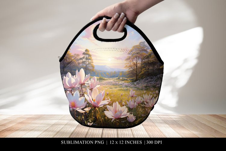 Floral Lunch Bag Design, Sublimation Lunch Tote Artwork example image 1