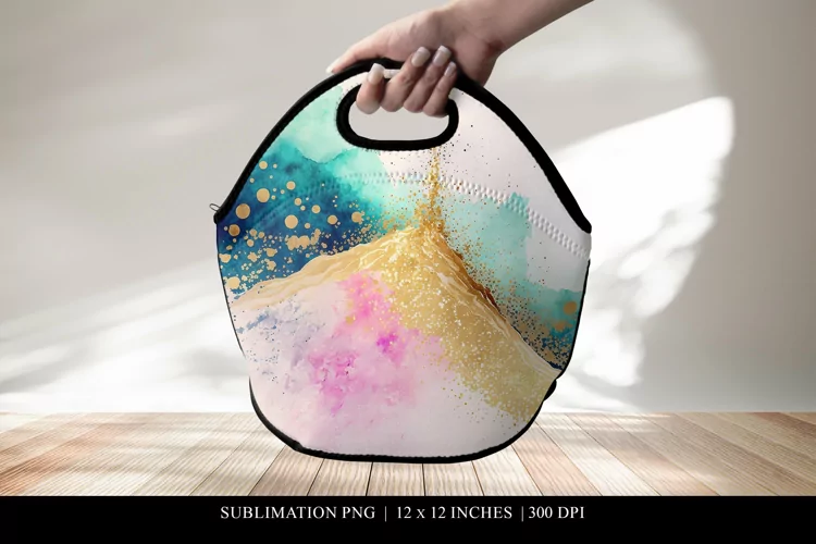 Abstract Lunch Bag Sublimation Design, Pastel Lunch Tote PNG