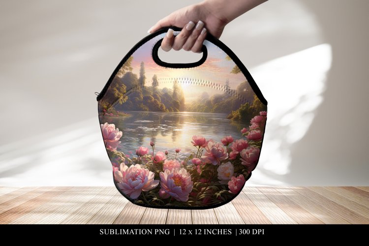 Floral Neoprene Lunch Bag Sublimation Design