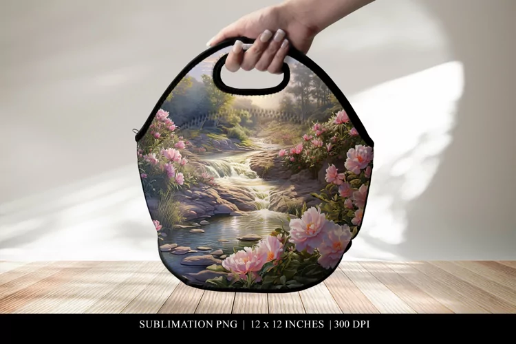 Neoprene Lunch Bag Sublimation Design, Floral Creek