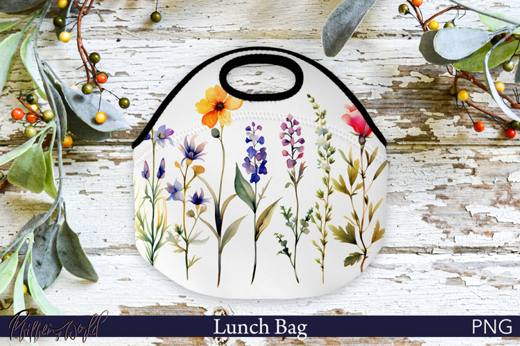 Lunch Bag Design | Flower Sublimation | Wildflowers example image 1