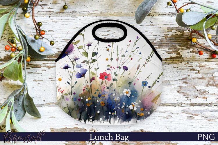 Lunch Bag Design | Flower Sublimation | Wildflowers Meadow example image 1
