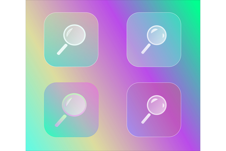 Set of vector magnifying glass shortcuts icons