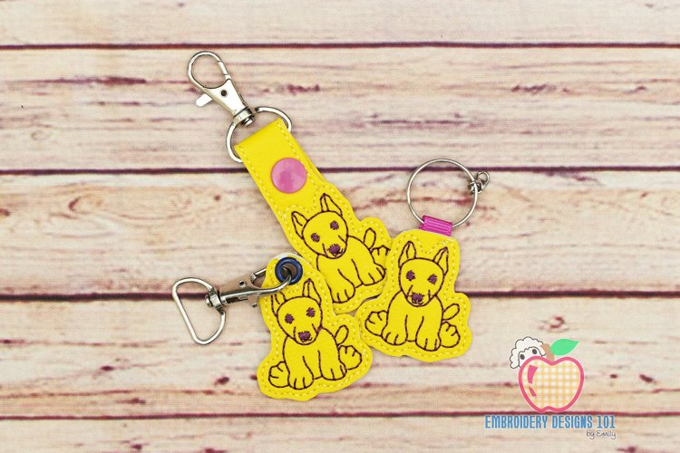 Luv My Bull Terrier ITH Snaptab Keyfob Design