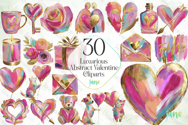 Luxurious Abstract Valentine Cliparts