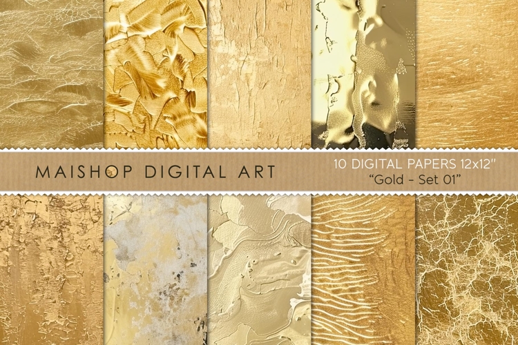 Luxurious Golden Metallic Textured Papers