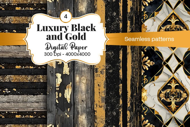 Black And Gold Digital Paper Image 10