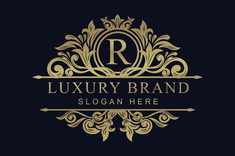 Elegant Royal Golden Letter R Crest with ornament design
