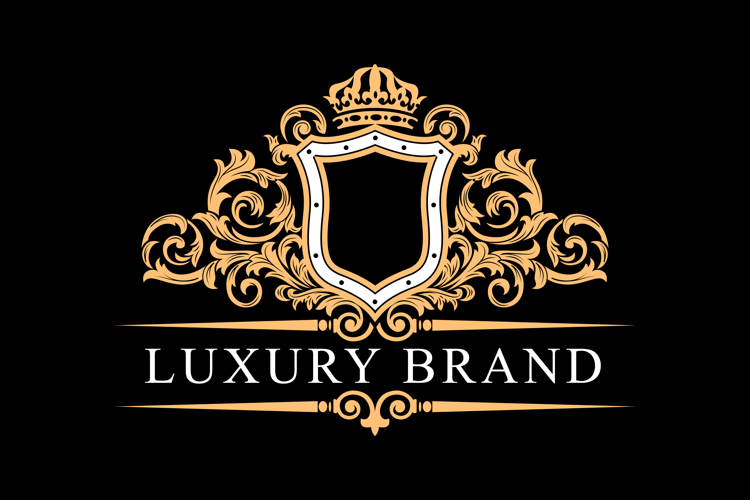 Luxury Gold Crest Logo with Ornamental Shield and Crown