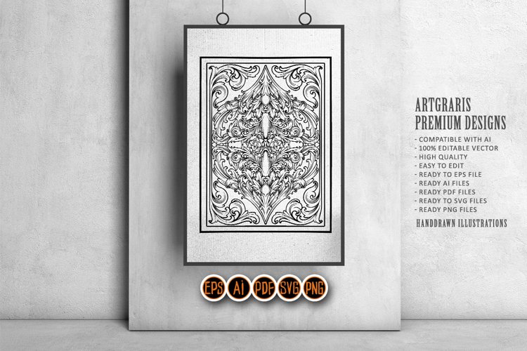 Luxury classic frame swirl vintage ornament monochrome example image 1