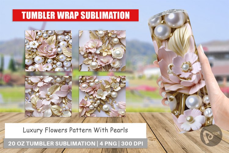 Tumbler Wrap Luxury Flowers Pattern