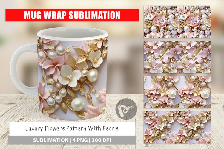 Mug Wrap Design Luxury Flowers Pattern