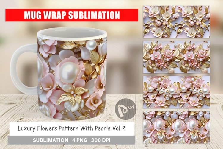 Mug Wrap Design Luxury Flowers Pattern