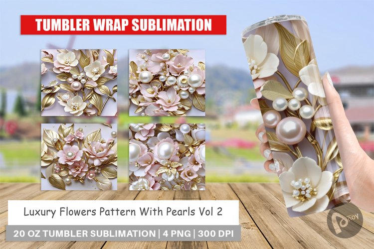 Tumbler Wrap Luxury Flowers Pattern