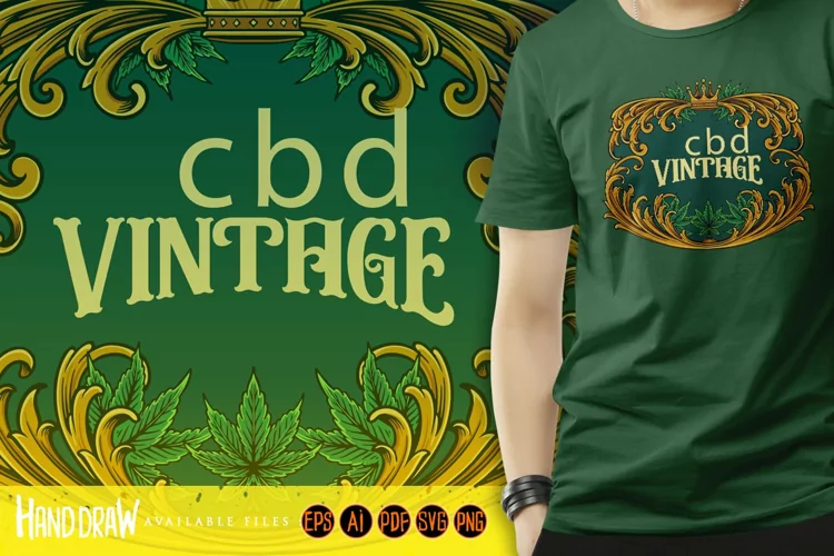 Luxury frame vintage cannabis flourish illustrations