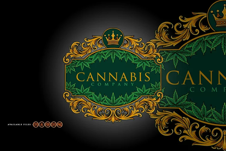 Luxury frame vintage cannabis flourish illustrations