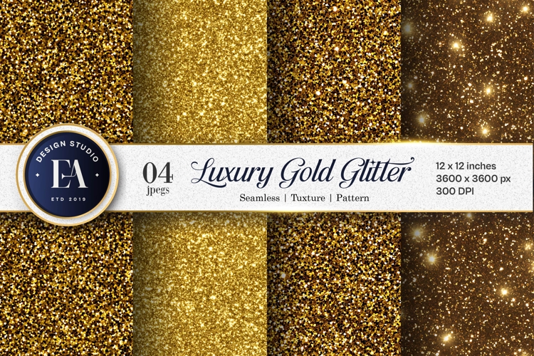 Stylish Gold Glitter Luxury Wedding Seamless Digital Paper
