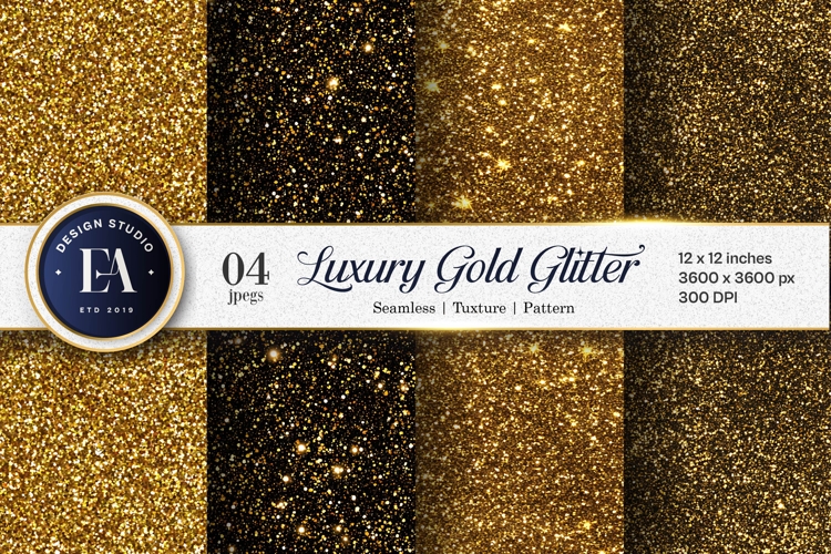 Luxury Gold Glitter Seamless Pattern Metallic Digital Paper