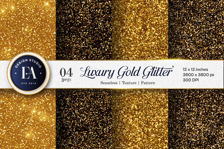 Stylish Gold Glitter Luxury Wedding Seamless Digital Paper