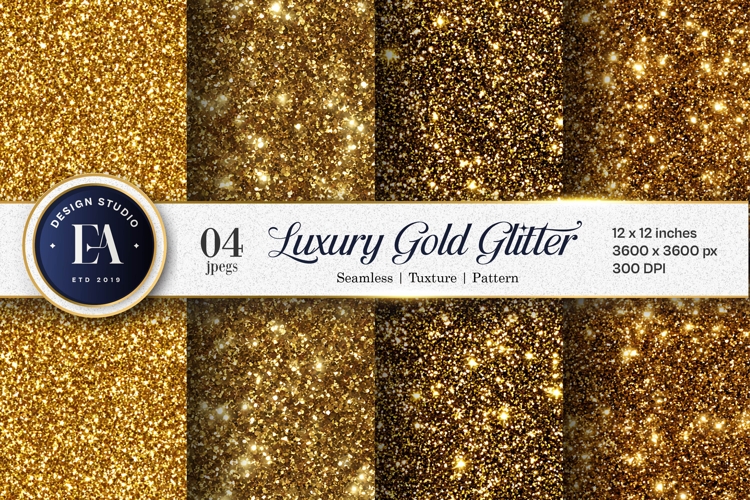 Luxury Gold Glitter Seamless Pattern Metallic Digital Paper