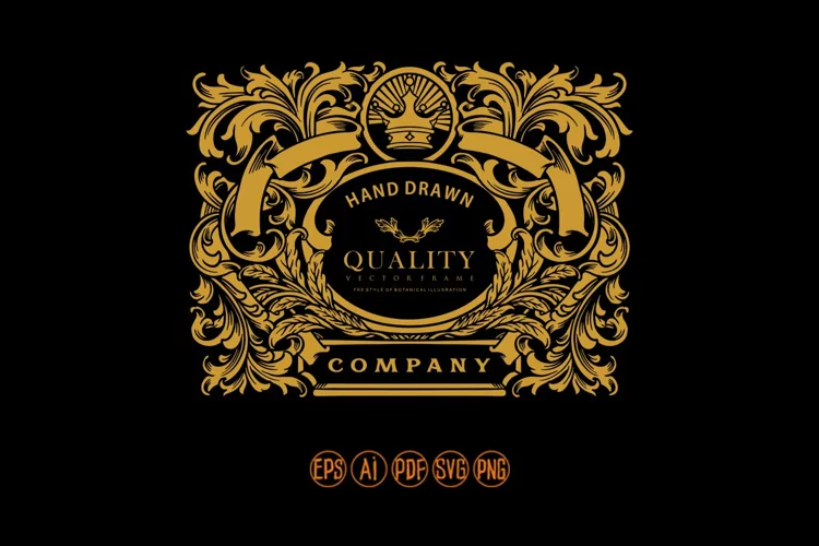 Luxury gold vintage Label flourish Illustrations