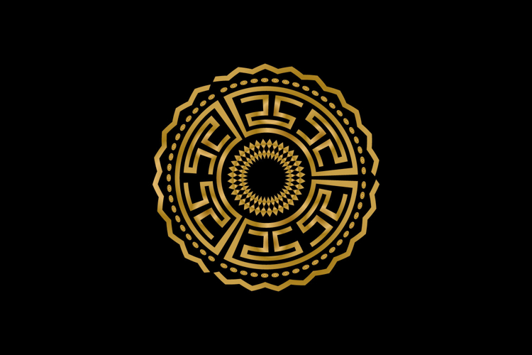Luxury golden round retro ornament decorative abstract art example image 1