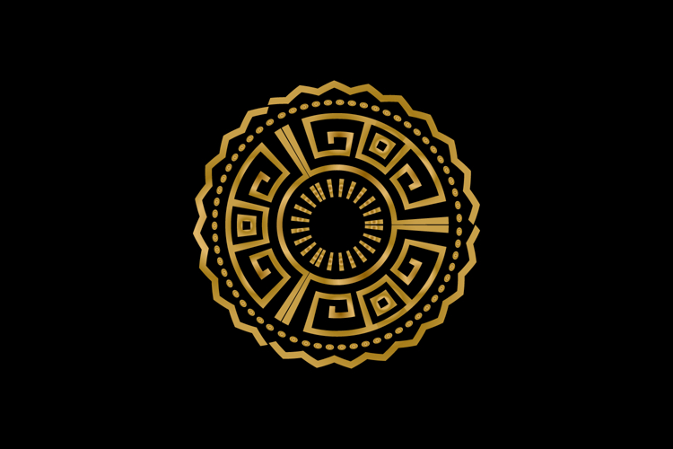 Luxury golden round retro ornament decorative abstract art example image 1
