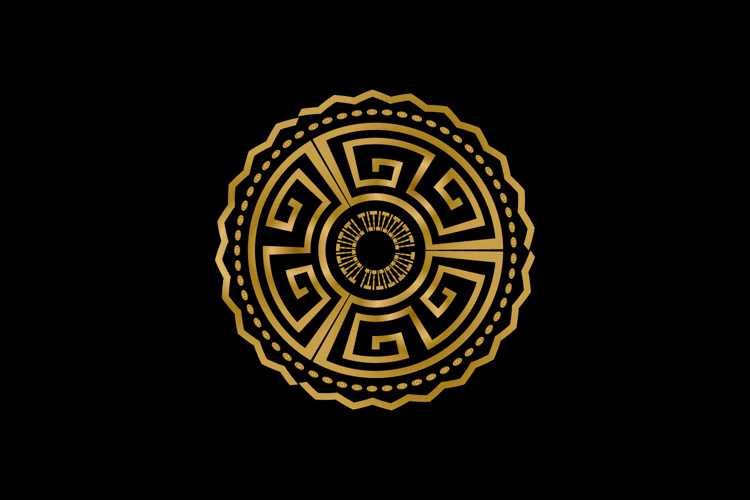 Luxury golden round retro ornament decorative abstract art example image 1