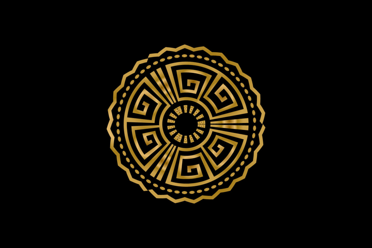 Luxury golden round retro ornament decorative abstract art example image 1