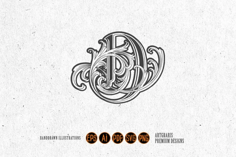 Luxury legacy vintage D monogram logo lettering outline
