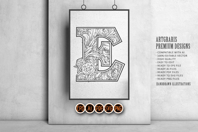Luxury redefined classic lettering E monogram logo outline example image 1