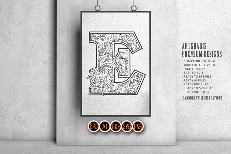 Luxury redefined classic lettering E monogram logo outline