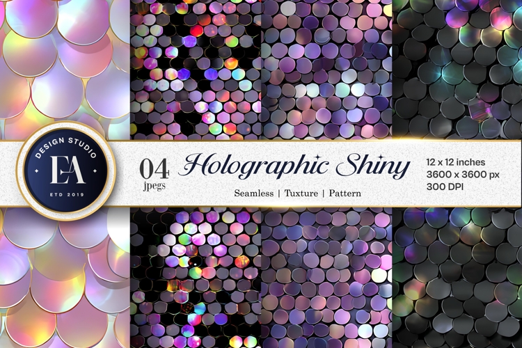 Seamless Holographic Disco Sequin Texture Digital Paper