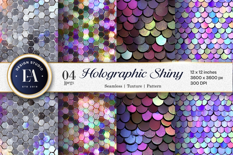 Holographic Sequin Texture Disco Party Digital Paper