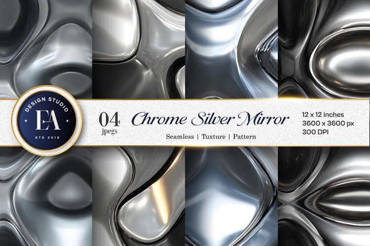 Metallic Chrome Mirror Texture Silver Shine Digital Paper